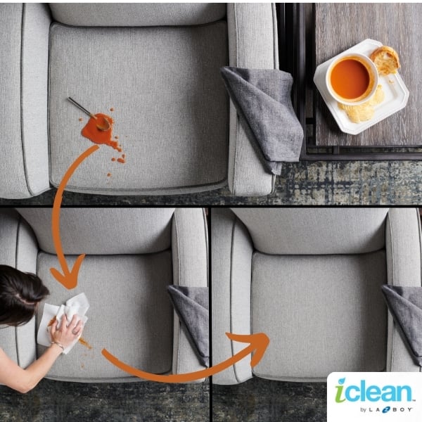 La-Z-Boy's iClean fabrics provide superior cleanability and durability. It's no match for tomato soup!
