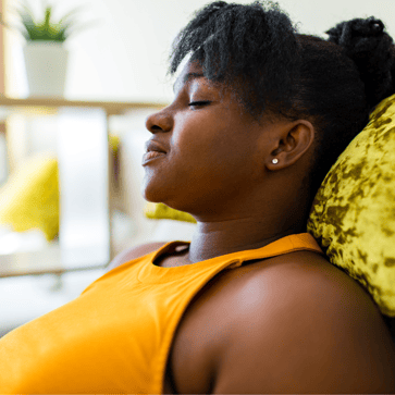 woman relaxing in her harmonious space