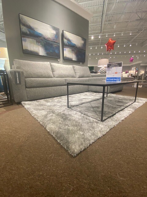 Gray fluffy rug