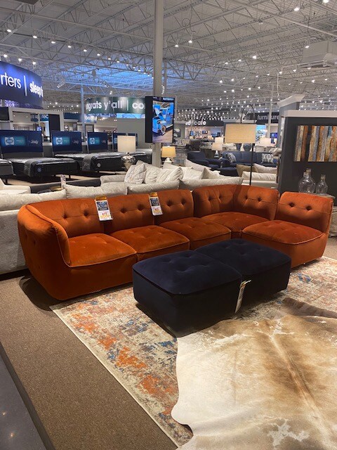 rust orange sofa