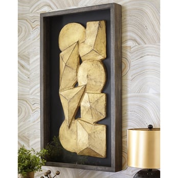 abstract wall art with gold accents