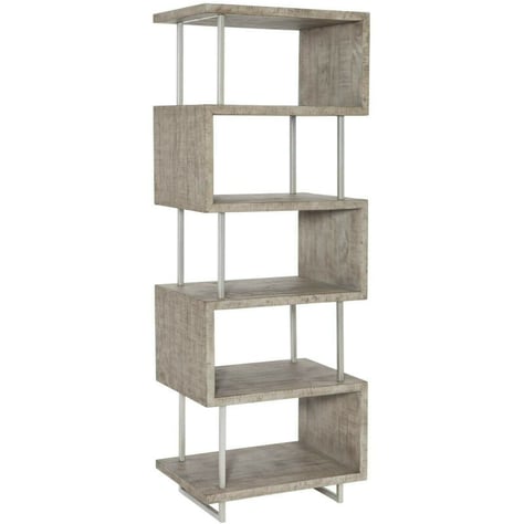 bookcase with exposed shelves