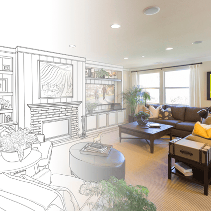 design sketch of living room