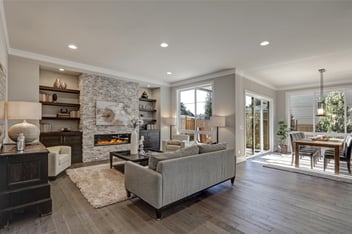 Living room with perfectly sized furniture set, showcasing an ideal balance of comfort and space for small to medium living areas.