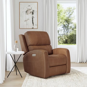 linden flexsteel chair caramel