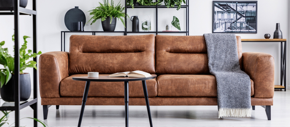 Different sofa materials displayed in a home setting to illustrate various options